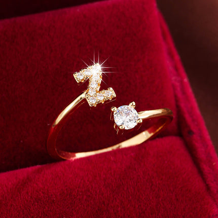 Adjustable Letter Zirconia Copper Ring