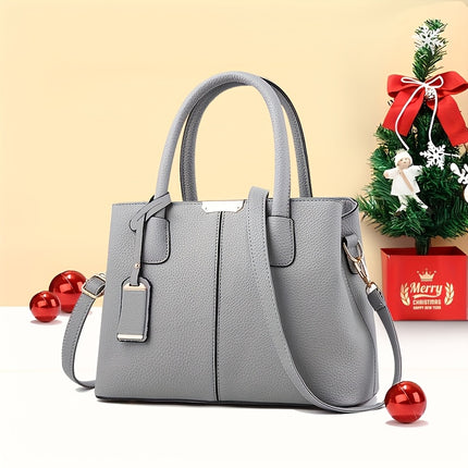 Large Gray PU Tote Bag