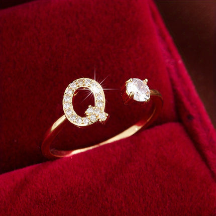 Adjustable Letter Zirconia Copper Ring