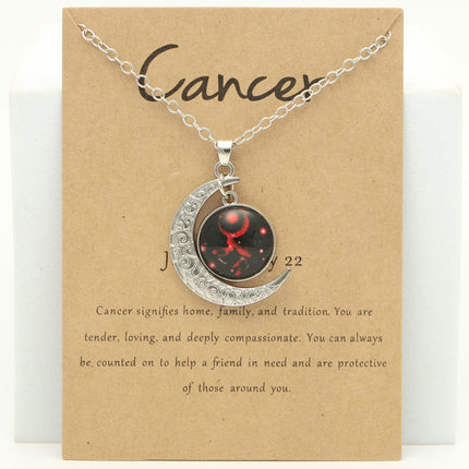 Luminous Zodiac Cross Pendant Necklace