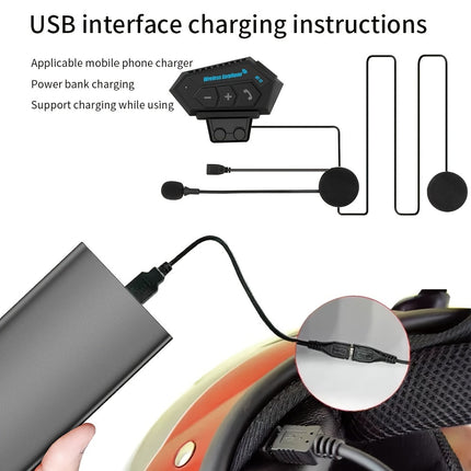 BT12 Motorcycle Helmet Wireless Headset - Handsfree Music & Call