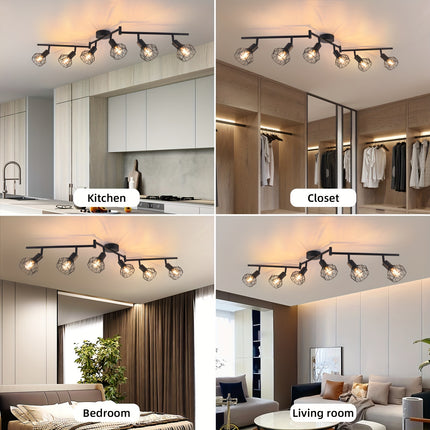 Retro LED 6-Bulb Ceiling Spotlight - E14 Swiveling Ceiling Lamp