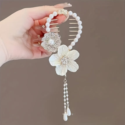 Camellia Tassel Ponytail Clip