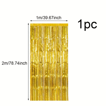 1pc, Golden Green Silvery Champagne Red Rain Streamer Backdrop