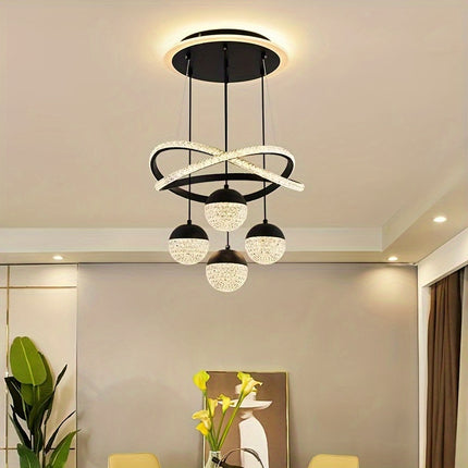 Modern LED Ceiling Light – 4 Acrylic Ball Pendants, Dimmable