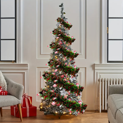 Festive Red & Green Tinsel Garland - Monti Bargains