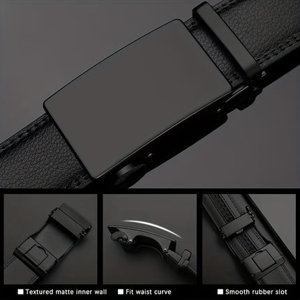 Men's Black Automatic PU Leather Belt