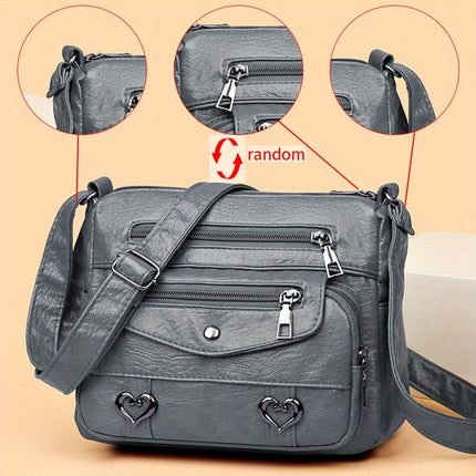 Retro Heart Decor Crossbody Bag