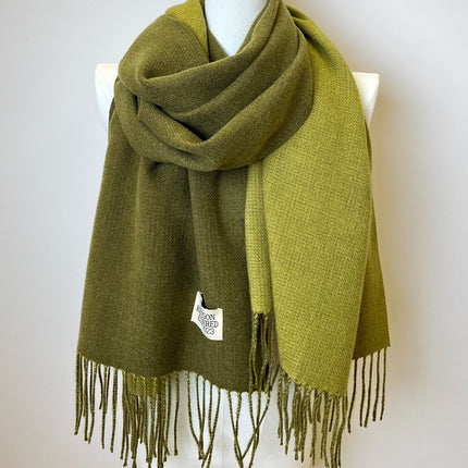 Double-Sided Two-Color Tassel Scarf