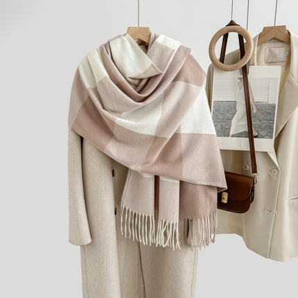 Cozy Plaid Tassel Cashmere Scarf