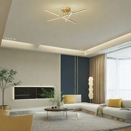60.5cm Golden LED Chandelier - 3-Light Semi Flush Mount