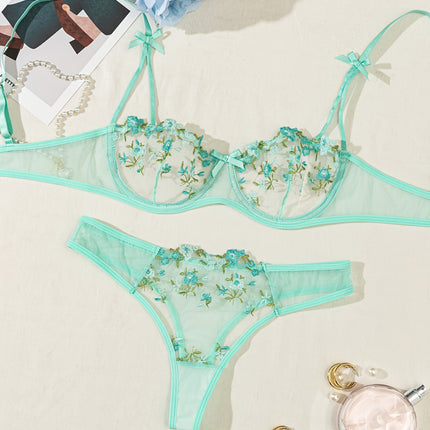Floral Embroidery Lingerie Set