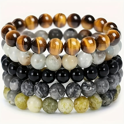 5pcs Natural Stone Bracelet Set