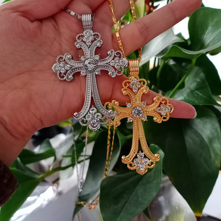 Elegant Golden Cross Pendant Necklace