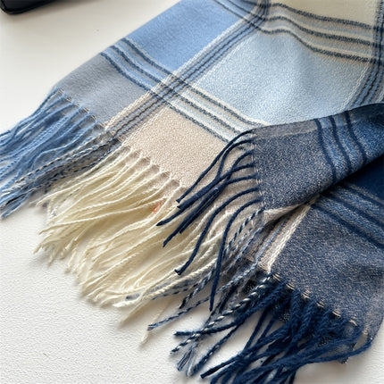 Stylish Jacquard Plaid Fringe Scarf