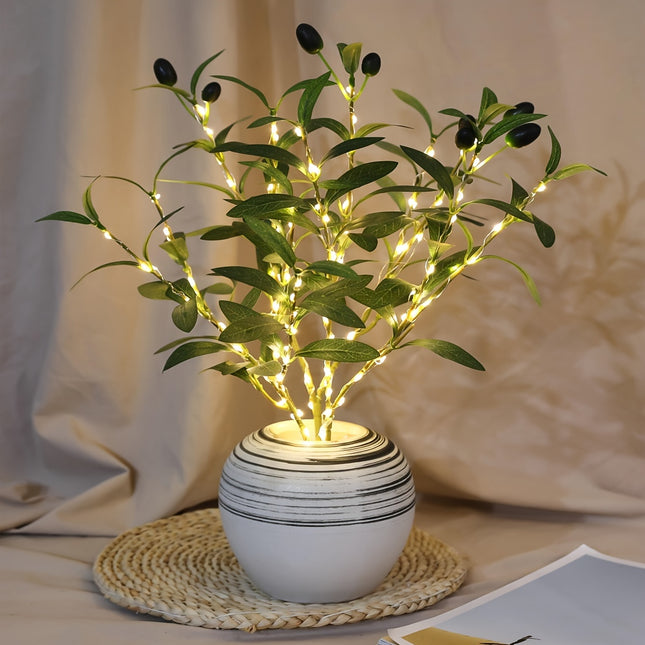 Olive Branch LED Lamp – Elegant Festive Decor