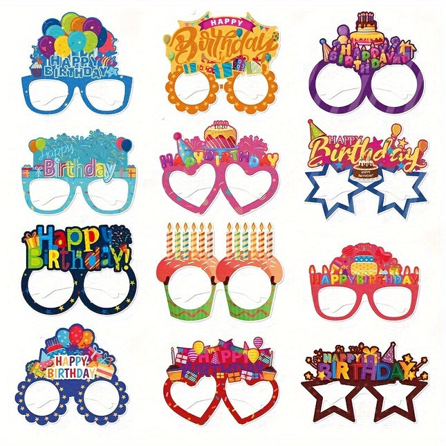 12pcs Colorful Birthday Party Glasses for Fun Celebrations