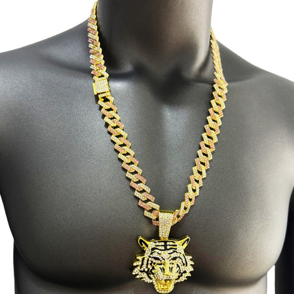 Iced-Out Tiger Head Necklace