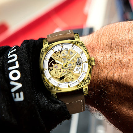 Golden Skeleton Automatic Wristwatch