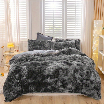 3pcs Tie-Dye Plush Duvet Set – Soft Winter Comfort