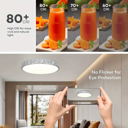 LED Dimmable Ceiling Light – Remote Control, Color Adjustable