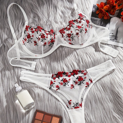 Floral Embroidered Lingerie Set