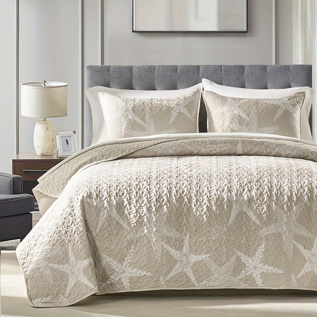 Retro Star Print Bedspread Set - Soft & Breathable