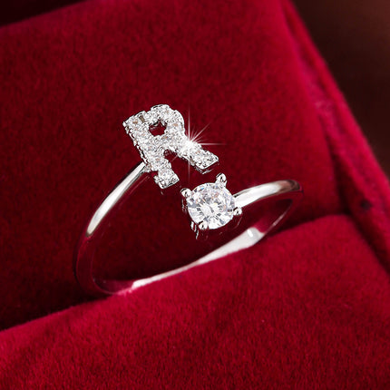 Adjustable Letter Zirconia Copper Ring