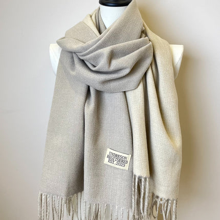 Double-Sided Two-Color Tassel Scarf