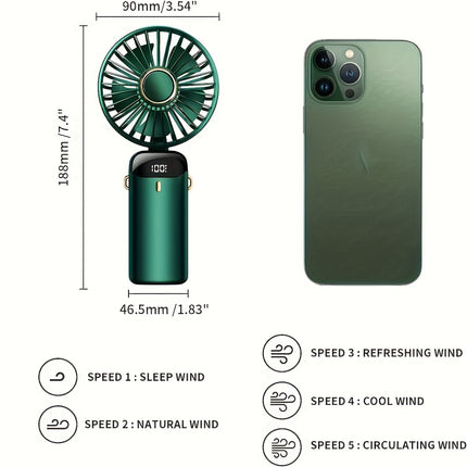5-Speed Touch-Control Mini Fan with LED Display