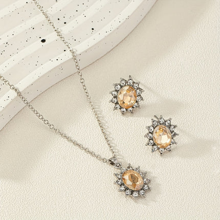 Retro Sunflower Gemstone Jewelry Set