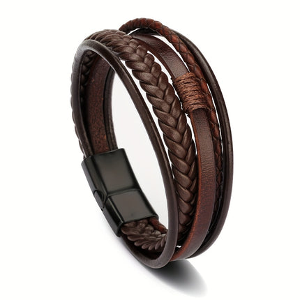 European & American Faux Leather Woven Bracelet