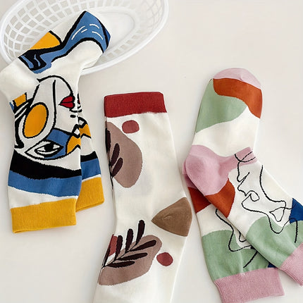 5 Pairs Oil Painting Mid-Tube Socks