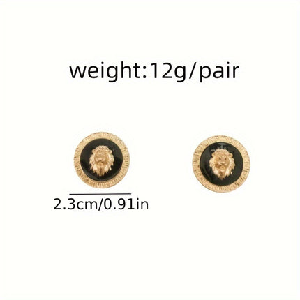 Vintage Geometric Lion Head Studs