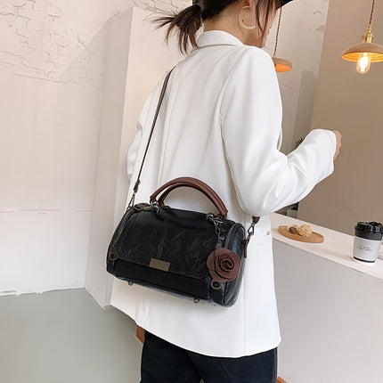 Vintage Boston Flower Satchel Bag