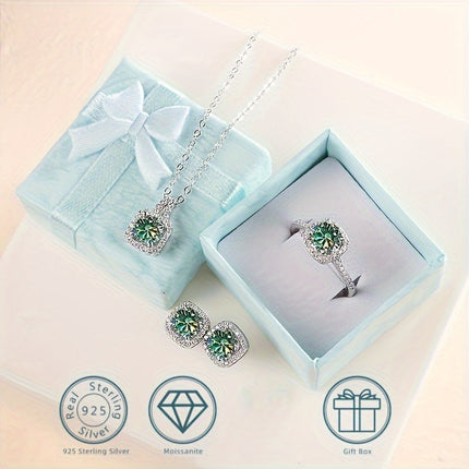 Moissanite 925 Sterling Silver Jewelry Set