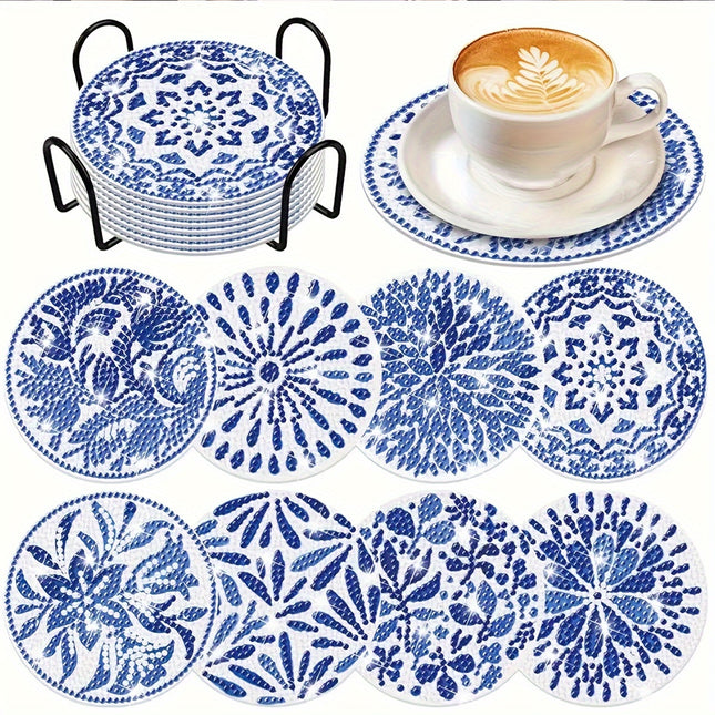 8pcs DIY Diamond Painted Coasters