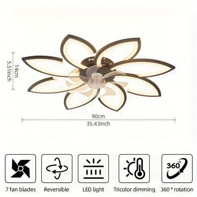 Modern LED Semi-Flush Ceiling Fan Light with Remote Control