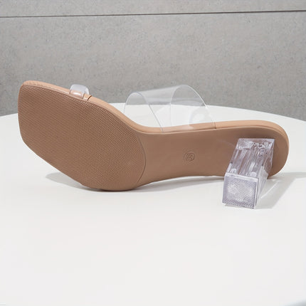 Women's Solid Color Block Heeled Sandals