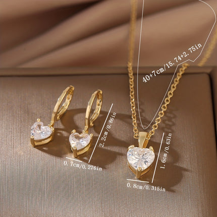 Luxurious Sparkling Heart Jewelry Set