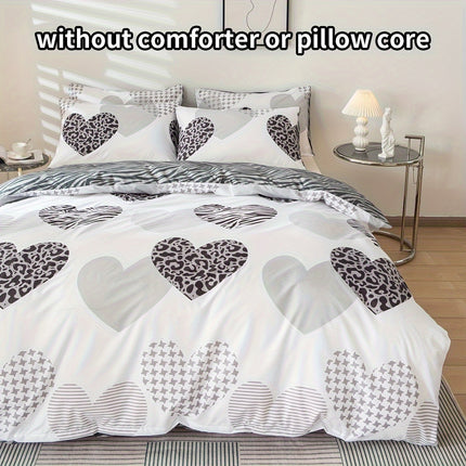 Leopard Print Heart Comforter Set - Cozy & Stylish Bedding