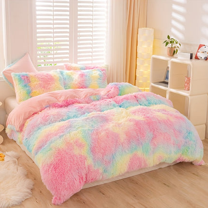 3pcs Tie-Dye Plush Duvet Set – Soft Winter Comfort