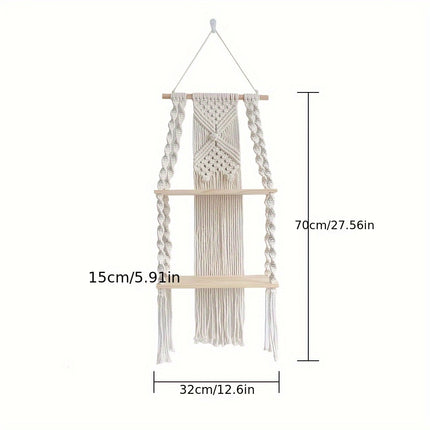 Boho Macrame Wall Hanging Shelves