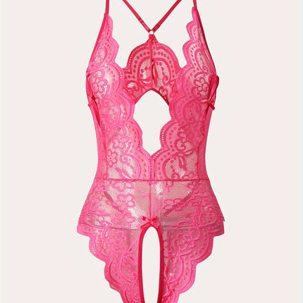 Floral Lace Scallop Trim Teddy