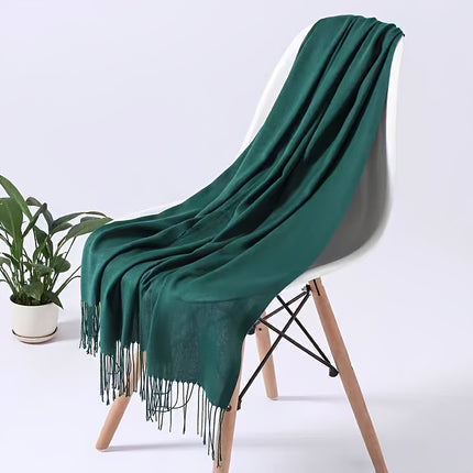 Elegant Plain Color Tassel Scarf