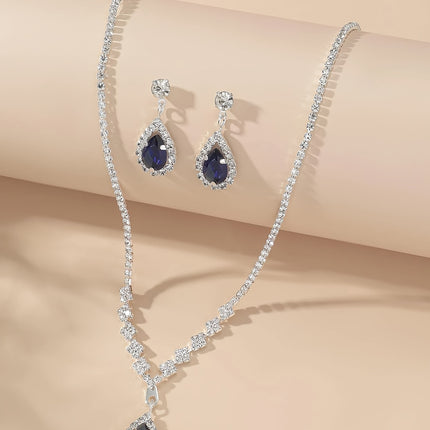 Elegant Silver-Plated Zirconia Necklace & Earring Set for Women - Monti Bargains